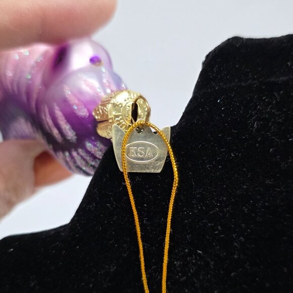 Kurt Adler Seahorse Glass Ornament Purple Glitter Accents & String Hanger 4" - Picture 5 of 8